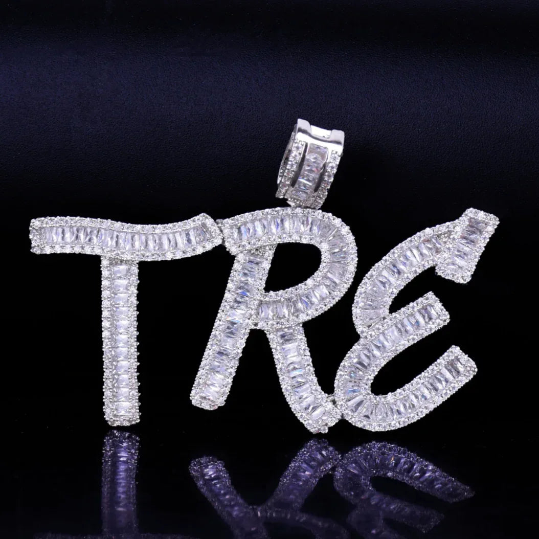 Italic Iced Out Personalized Custom Name Necklace Pendant - Luxury Custom Jewelry - CaratixJewelry